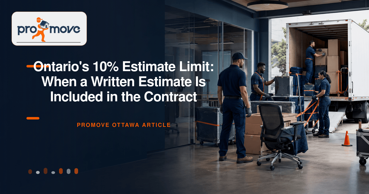 Ontario's 10% Estimate Limit: When a Written Estimate Is Included in the Contract, ProMove Ottawa featured guide image